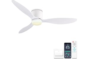ycwdcz 42 Inch Ceiling Fans with Lights and Remote, Reversible DC Motor, Ceiling Fans with Lamps Silent 6 Speeds with Timer, 3 CCT Selectable, Modern Light Fan Ceiling for Bedroom, Lounge, White