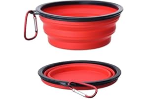 OOYES 2 Pack Dog Collapsible Bowl,Pet Silicone Food Bowl Small,Collapsible Dog Bowls,Travel Dog Bowl,34oz Portable Water Bowl for Dogs,Foldable Dog Bowl,Cat Travel Food Bowls Easy to Carry (Red)