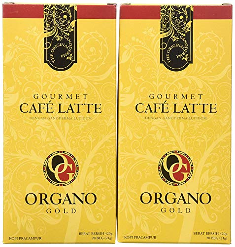 2 Boxes Organo Gold Gourmet Cafe Latte 14.8oz (1 Box of 20 Sachets)