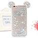 Produktbild Flüssig Schutzhülle für iPhone 8 Plus / iPhone 7 Plus Case (Nicht für 8/7),, Bling Glitzer Flüssig Handyhülle für iPhone 8 Plus / iPhone 7 Plus, ZCRO Hart Plastik Transparent Hardcase Back Cover Durchsichtig Hüllen 3D Flüssig Liquid Bling Glitzer Luxus Glänzend Cute Liebesherzen Case mit Ohren Diamant Glänzend Strass Lovely Design Etui Tasche für iPhone 8 Plus / iPhone 7 Plus (Silber Design 2)