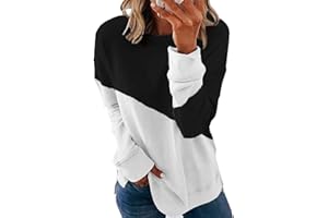 HUIZHOUJIAYIFUSHIGONGSI Sweat-shirt à col rond pour femme - À manches longues - Avec bloc de couleur - Col rond - Taille S à 2XL - Gellmall