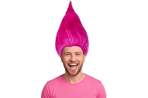 Trollperuk för barn flickor & pojkar i rosa, turkos och grön som komplement till Trolls-dräkten på maskerad och karneval