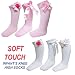 Soft Touch Infants Baby's Knee Socks Baby Girl's Knee Length (White Socks / White Flower, 6-12 Months)