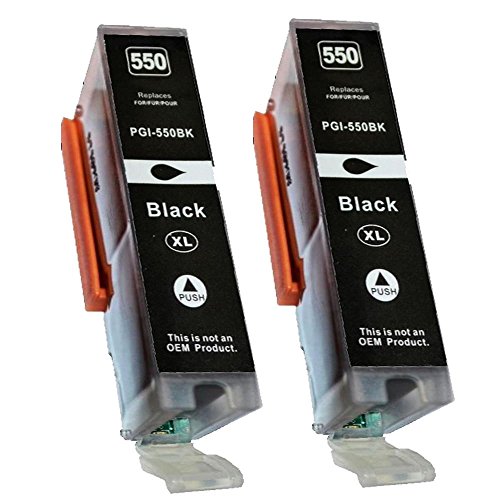 2 Patronen kompatibel zu Canon Pgi 550 / 550XL PGBK Pixma MG5600 MG5650 MG5655 mit Chip und Füllstand