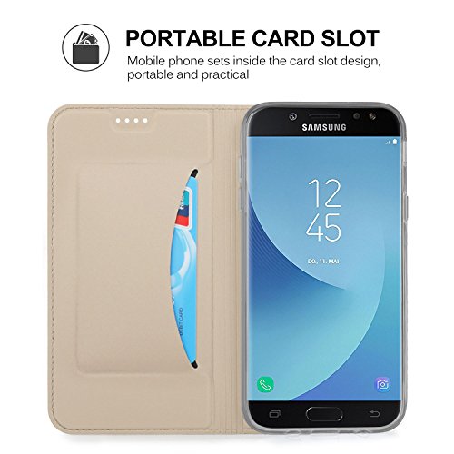 Samsung Galaxy J5 2017 HÃ¼lle, KuGi Samsung Galaxy J5 2017 Flip Bookstyle Kompletter Schutz Mit Magnetverschluss und Standfunktion Tasche Etui Cover Case SchutzhÃ¼lle fÃ¼r Samsung Galaxy J5 2017 Smartphone (Gold)