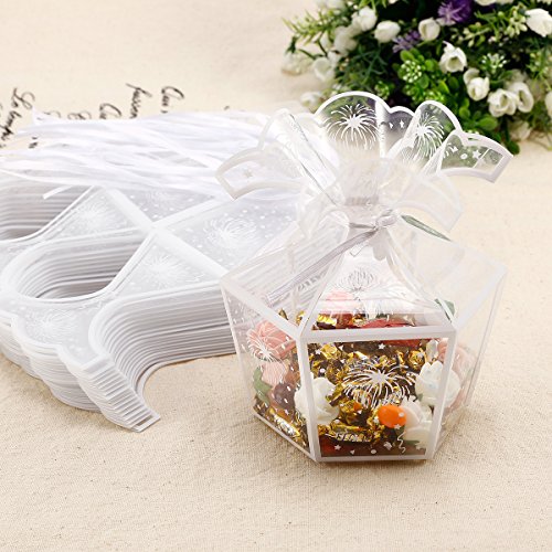 20 x Hochzeit Geburt Party Gastgeschenk Transparent Geschenkbox Geschenkverpackung Kartonage Bonboniere Box Geschenkschachtel Tischdeko - 5