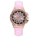 Suitray Uhren Damen,Lotus Blume Drucken Mädchen Armbanduhr Analoge Quarzuhr Beiläufig Uhr Geschenk,Runde Zifferblattgehäuse Metallarmband Uhren