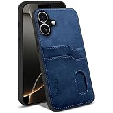 Zebana Apple iPhone 17 ile Uyumlu Kılıf Zebana Kartlıklı L&uuml;x Deri Kılıf Lacivert