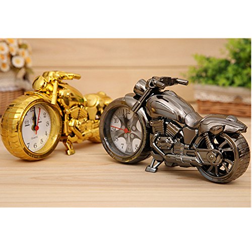 OFT Vintage Motorrad Alarm Clock Wecker Motorcycle Tischuhr Quartzuhr Standuhr (Oddiyana Monochrom) - 5