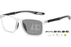 ABETOS Okulary progresywne, wieloogniskowe, do czytania, fotochromowe, filtr niebieskiego światła, TR90, oprawki sportowe, dla mężczyzn i kobiet, wieloogniskowe, pomoc w czytaniu z okularami