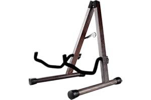 HilerPunk Supporto per chitarra in noce nero,per chitarra elettrica,acustica,classica,con telaio ad a,pieghevole,accessorio per chitarra,compatibile con violoncello,mandolino,basso,banjo,ukul