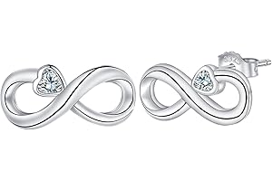 Yinsen Boucles d'oreilles Coeur Femme en Argent Sterling 925 symbole Infini avec Coeur Zirconium Clous pour Femmes Bijoux Cadeau