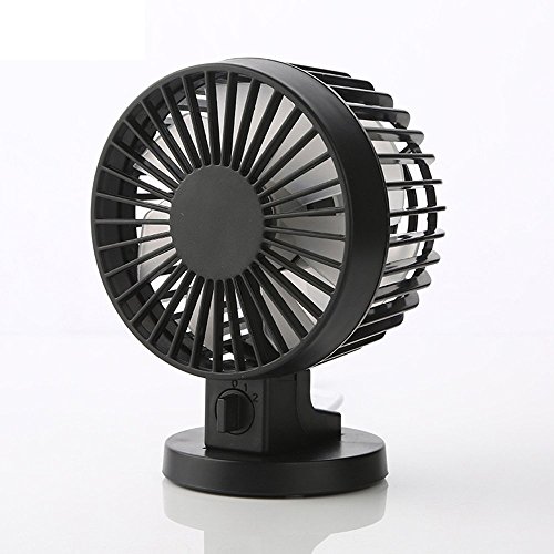 Fit Into Everyway USB Powered 2-Mode Speed Adjustable Double Blades Mini Desk Fan Portable Ultra-Quiet Cooling Fan for PC Laptop Notebook (Black)