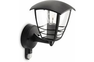 PHILIPS Mygarden Creek Applique murale d'extérieur avec détecteur de mouvement (nécessite 1 ampoule E27 60 W), 220-240 V, Noir