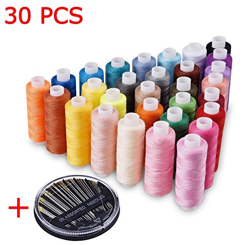 Candora® Nähgarn auf Spulen, Polyester, 30 Farben, 229 m je Spule, für alle Zwecke geeignet, 30pcs