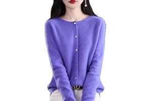 TeysHa Cardigan en Cachemire pour Femmes, Pull en Laine à col Rond boutonné à Manches Longues, Pull élastique en Tricot Doux et Chaud