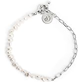 SINGULARU - Chic Pearl Bracelet - Bracelet in Steel or Steel with 18Kt Gold Plated Finish - Bracelet with Natural Freshwater