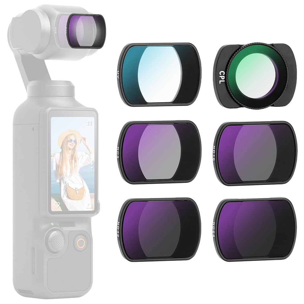 ZORBES® 6Pcs Magnetic Polarized Camera Lens for DJI Pocket 3, ND8, ND16, ND32, ND64, UV, CPL Polarized Camera Lens Glare Reduction for Polarized Camera Lens for Photography and Videography