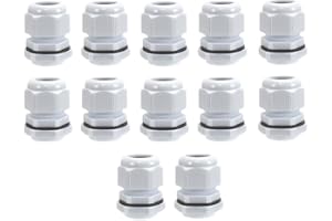 Pack of 12 Black 20mm Nylon Cable Glands, Suitable for 6-12mm, M20 Thread IP68 Gland Connectors - AVARTEK (White)