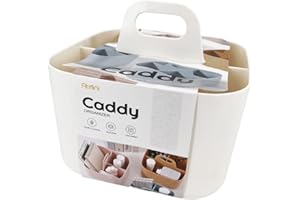 ATMINI Art Caddy Organizer mit Griff Stackable Mehrzweck-Kunststoff-Caddy für Büro, Make-up, Schlafsaal, Klassenzimmer, Schrank Caddy etc (16 X 16cm, white)