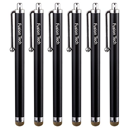 FusionTech® [precisión capacitiva, lápices de lápices Stylus universales precisos y sensibles para Pantallas táctiles con Fiber Point Fino para Todos los teléfonos Inteligentes y tabletas (Negro)