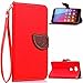 Produktbild CaseHome Huawei Honor 5X Hülle (Frei 2in1 Ball Touch Pen) Natur Blatt Etui Magnetverschluss Stil PU-Leder Brieftasche [Standfunktion] Deckel Schale Flip Foliant Schützende Haut Hüllen Mit Taljereep Lanyard Strap Tragen Schutzhülle(Rot)