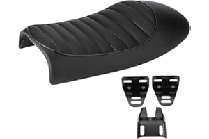 Dioche Cuir Universel Moto siège, Modification Siège Selle Moto PU Cuir Vintage Racer Siège Plat Coussin Selle (B)