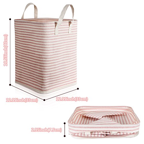 Lifewit Faltbar Wäschekorb Wäschesammler Wäschebox Laundry Taschen Haushalt Organizer Korb Wasserdicht Polyester Rund Groß Rosa/Beige - 2