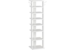 HOOBRO Estante Zapatero, Estante para Zapatos de 8 Niveles, Organizador de Zapatos, Ahorro de Espacio, Estructura Metal, para Entrada, Salón, Dormitorio, Blanco EWT07XJ01G1