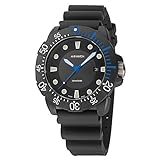 M WATCH Aqua Herrenuhr, Leuchtende Zeiger, Datum und Lünette, Schwarzes Silikonarmband Wasserfest, Swiss Made