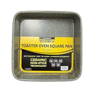 casaWare 7-Inch Toaster Oven Ultimate Series Commercial Weight Ceramic Non-Stick Coating Square Pan (Silver Granite)