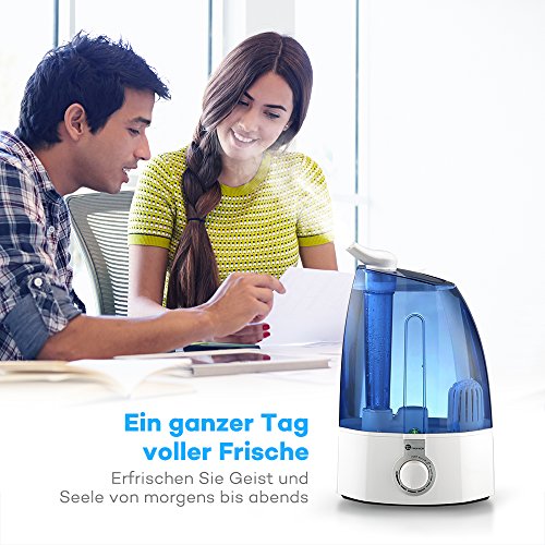 Luftbefeuchter TaoTronics 3,5L, 30W Ultraschall Raumbefeuchter, zwei 360° drehbare Dampfdüsen, extra feiner Keramikfilter, - 6