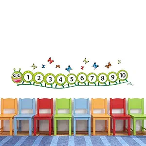 StickMe Numbers - Baby - Kids - Learning - Education - Nursery - Pre School - Wall Sticker -SM977 (Multi Colour, Vinyl - 185cm X 50 cm )
