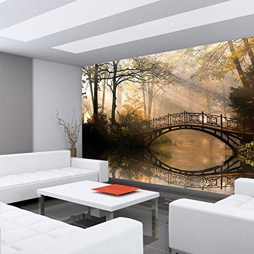 Fototapete Wald – ALLE WALDMOTIVE auf einen Blick ! Vlies PREMIUM PLUS – 350×245 cm – ROMANTIC BRIDGE – Wald Wasser Bäume – no. 264 - 6