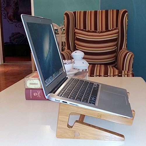 HuntGold Universell Abnehmbare Holz Bambus Halterung Halter Ständer für Laptop - 3