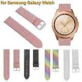 Altsommer 20mm für Samsung Galaxy Watch 42mm Armband, Scheint Luxus Leder Paillettenband Uhrenarmbänder Edelstahl Gürtelschnalle Lederarmband Replacement für Damen Herren (Silber)