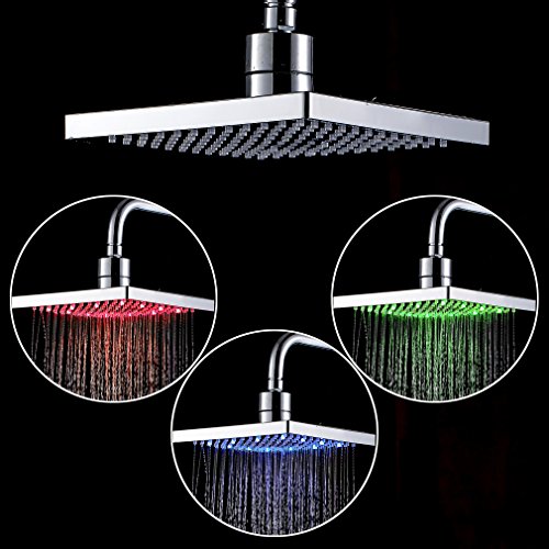 Auralum LED Duschkopf Regenduschkopf Regendusche Brause 20 x 20 X 1.6 CM Rainshower Luxus Kopfbrause 144 Düsen - 2