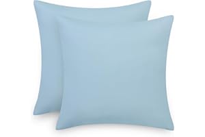 Aisbo Taie Oreiller 65x65 Bleu - Taie d'Oreillers Lot de 2 Carré en Microfibre Brossée sans Oreiller, Housse Oreiller Coussin Oreiller avec Fermeture Éclair