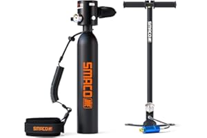 SMACO Mini Scuba Tank 0.5L Portable Diving Tank Support 6 Minutes of Underwater Breath, Small Scuba Tank Pony Bottle for Free Diving within 33ft or Used as Backup Air within 100ft