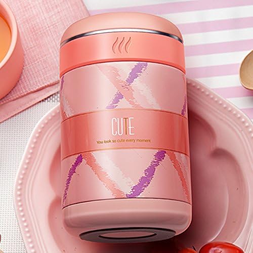 XRXY Stainless Steel Colorful Student Smoldering Pot / Portable Food Thermal Insulation Barrel / Lunch Box Stew Beaker ( Color : B )