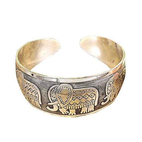 Bobury Las mujeres tallaron la pulsera preciosa del elefante Totem ancho de plata del brazalete de la abertura
