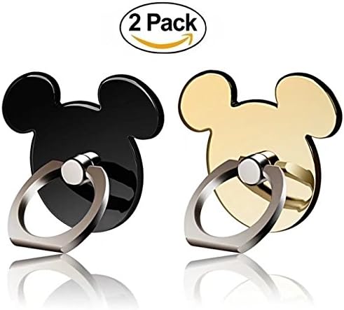Rogogo Finger Ring Kickstand 2 Pack Black Gold Phone Ring Holder 360°Rotation Finger Grip Universal Cell Phone Ring for iPhone X 8 7 Plus 6S 6 5 5S iPad Samsung Galaxy Huawei Xiaomi