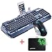 Produktbild UrChoiceLtd® 2017 Technologie Tastatur Maus Weiße LED-Hintergrundbeleuchtung Multimedia Ergonomische Usb Spiel Tastatur Mit einem Telefon Stand Und Feuerzeug Stand + 2000DPI Spiel Maus Sets + Spiel Mausunterlage Für Laptop Computer (Grau Gelb)