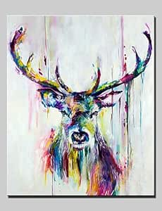 Amazon.de: WEIAN lager handbemalter Hirsch Tier?lgem?lde ...