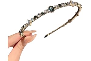 Qiwenr Cerchietti Strass, Cerchietto di Cristallo, Cerchietto per Capelli Strass, Cristallo Fascia Nero, Fascia per Capelli con Strass, Bellissimo Copricapo per Ballo di Fine Anno/Festa(verde)