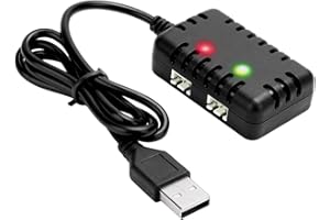 AMZZN Chargeur 2S 7.4V 1-to-2 avec connecteur XH-3P adapté pour les voitures et les camions AX24 SCX24 FCX24 UTB18 SCX24 RC, adapté aux batteries au lithium 7.4V 2S, compatible avec les drones RC,