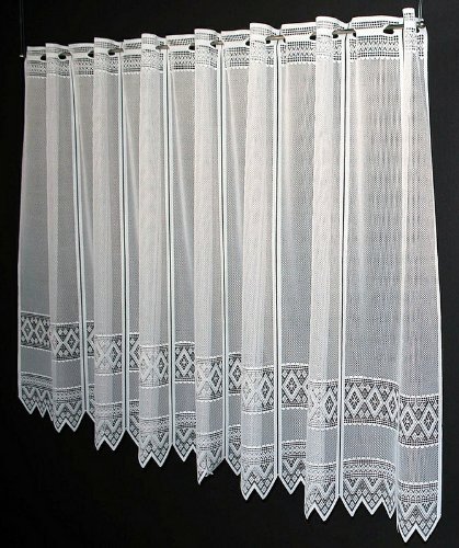 Scheibengardine Jacquard grafisch 110 cm hoch | Breite der Gardine durch gekaufte Menge in 13 cm Schritten wählbar | Farbe: Weiß - 5