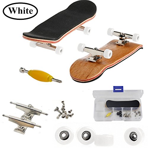 Mini Diapasón, Patineta de Dedos Profesional Maple Wood DIY Assembly Skate Boarding Toy Juegos de Deportes Regalo de Navidad Para Niños (Blanco)