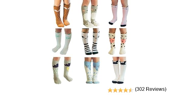 Genou 9 Paire De Chaussettes Hautes Bebe Fille 4 6 Ans Motif Animaux Jt Amigo Vetements Fille