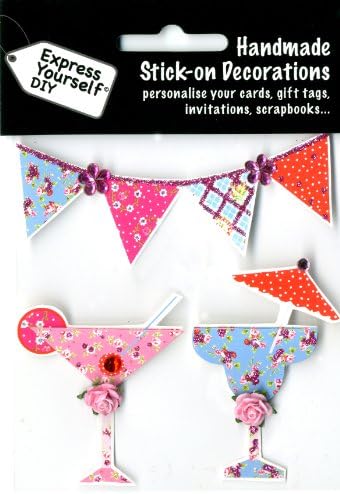 Express Yourself DIY, self Adhesive, Cocktails & Bunting Topper - Ideal for Card Making, Scrapbooking, Papercrafts, Childrens Crafts etc
